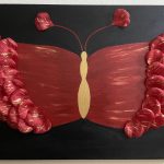 ESTEFANY GARCIA PINA, Rose butterfly | Acrylic on canvas with fabric petals, 2021, 16"x20"